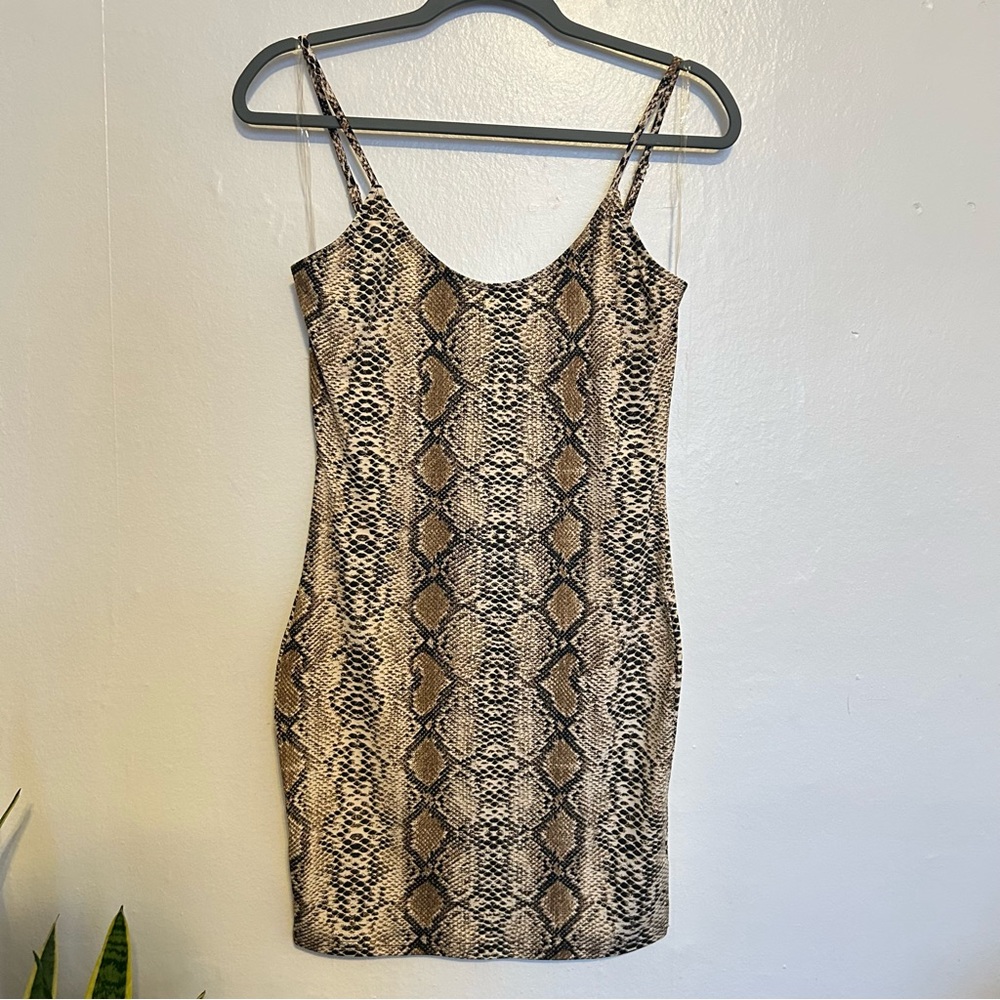 Fashion Nova Snake Print Adjustable Spaghetti Straps Mini Dress Size L